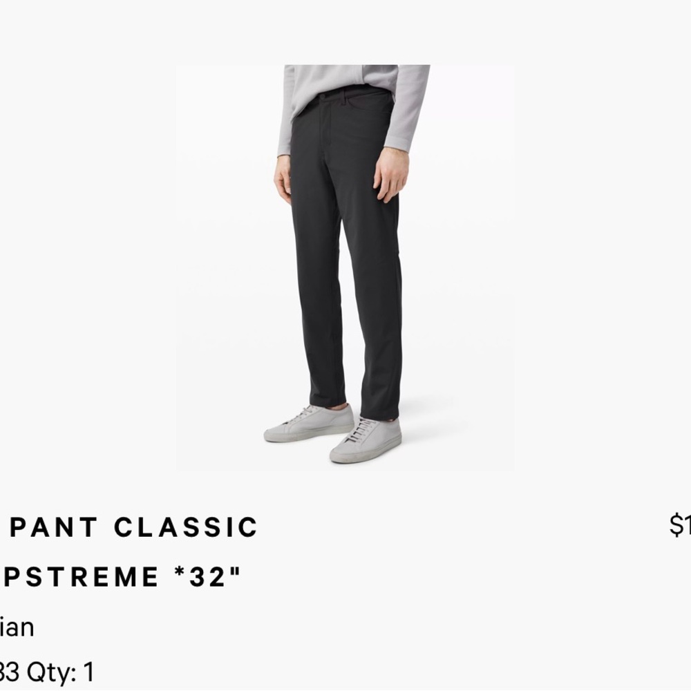 Lululemon ABC Classic Fit Warpstream Men’s pants 33 X 32